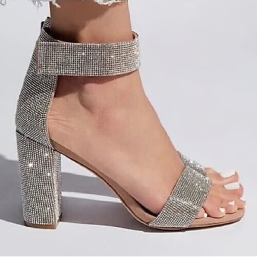 Free People Jeffery Campbell Lindsay heels rhinestone nude heels size 6